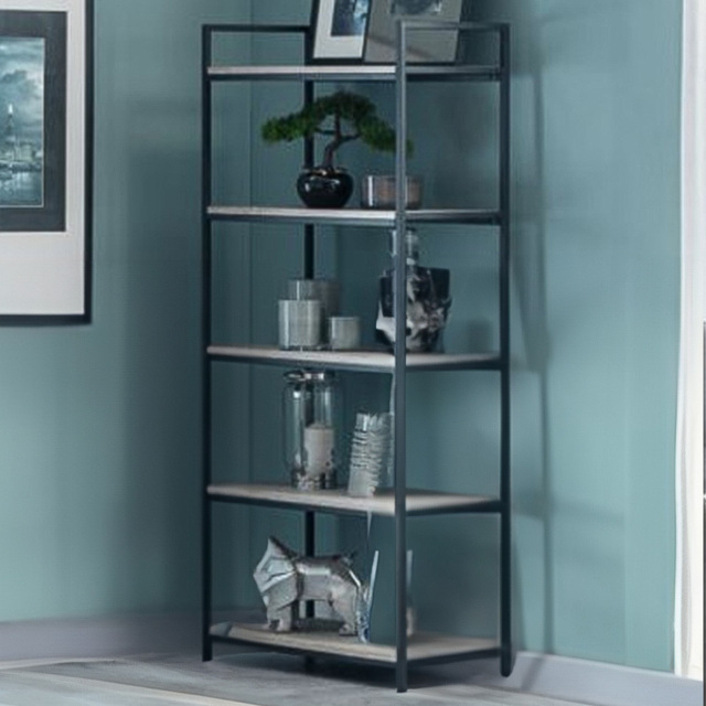 Julian Bowen Tribeca 5 Shelves Sonoma Oak Tall Bookcase - Size: 5 Shelf - Black - Wilko - image 1