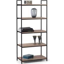 Julian Bowen Tribeca 5 Shelves Sonoma Oak Tall Bookcase - Size: 5 Shelf - Black - Wilko - thumbnail 4