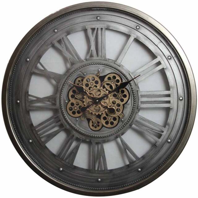 Acacia Home Grey and Gold Round Wall Clock 80cm - Size: 80 x 80 x 5cm - Wilko - image 1