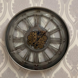 Acacia Home Grey and Gold Round Wall Clock 80cm - Size: 80 x 80 x 5cm - Wilko - thumbnail 3