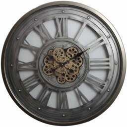Acacia Home Grey and Gold Round Wall Clock 80cm - Size: 80 x 80 x 5cm - Wilko - thumbnail 1