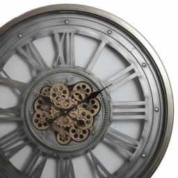 Acacia Home Grey and Gold Round Wall Clock 80cm - Size: 80 x 80 x 5cm - Wilko - thumbnail 4