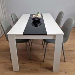Kosy Koala 4 Seater Faux Leather Gem Pattern Dining Set White Black and Grey - Multi - Portland - Wilko - thumbnail 1