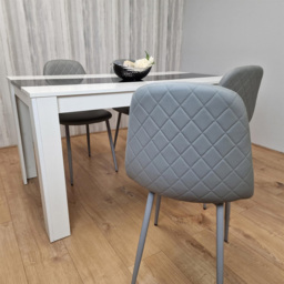 Kosy Koala 4 Seater Faux Leather Gem Pattern Dining Set White Black and Grey - Multi - Portland - Wilko - thumbnail 5