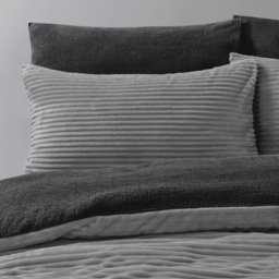 Velosso King Size Silver Plush Cord Duvet Set - Wilko - thumbnail 3