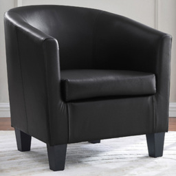 Home Detail Canberra Black PU Leather Tub Chair - Size: Single - Wilko