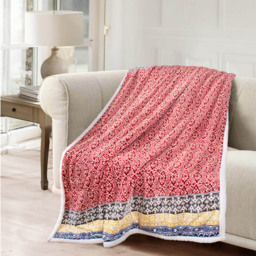 Velosso Red Aztec Sherpa Backed Throw 130 x 180cm - Size: 130 x 180 x 1cm - Wilko - thumbnail 3
