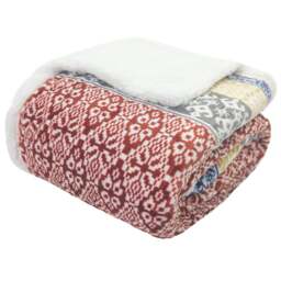 Velosso Red Aztec Sherpa Backed Throw 130 x 180cm - Size: 130 x 180 x 1cm - Wilko