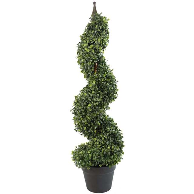 Botanik Boxwood Topiary Tower Artificial Tree with Spiral Metal Top in Pot 3ft - Size: 90 x 25 x 25cm - Green - Wilko - image 1