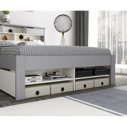 Fabio King Size Grey and White Wooden 2 Drawer Storage Bed - Bedmaster - Wilko - thumbnail 5