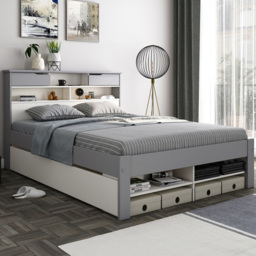 Fabio King Size Grey and White Wooden 2 Drawer Storage Bed - Bedmaster - Wilko - thumbnail 1