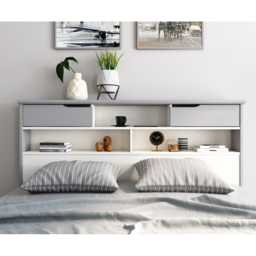 Fabio King Size Grey and White Wooden 2 Drawer Storage Bed - Bedmaster - Wilko - thumbnail 4
