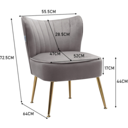 H&O Direct Wing Back Accent Chair - Size: Single - Grey - Wilko - thumbnail 6