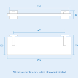 Nes Home Single Shelf Glass Modern Bathroom Rack with Brackets - Size: 3.8 x 49.5 x 13.5cm - Clear - Wilko - thumbnail 4