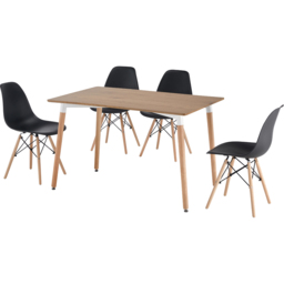 Comfy Living 4 Seater Metal Detailing Dining Set Oak and Black - Wilko - thumbnail 3