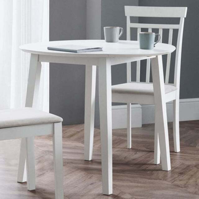 Julian Bowen Coast 4 Seater Round Dropleaf Table White - Wilko - image 1