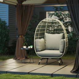 Outsunny Charcoal Grey PE Rattan Egg Chair with Padded Cushions - Size: 148 x 90 x 105cm - Wilko - thumbnail 5
