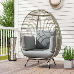Outsunny Charcoal Grey PE Rattan Egg Chair with Padded Cushions - Size: 148 x 90 x 105cm - Wilko - thumbnail 6