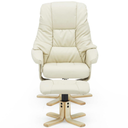 Furniture Online Sorento Cream Bonded Leather Swivel Recliner Chair with Footstool - Size: 108 x 77 x 86cm - Wilko - thumbnail 7