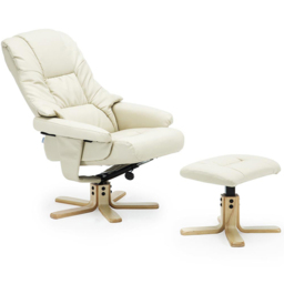 Furniture Online Sorento Cream Bonded Leather Swivel Recliner Chair with Footstool - Size: 108 x 77 x 86cm - Wilko - thumbnail 4