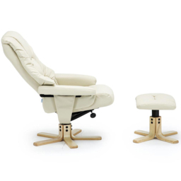 Furniture Online Sorento Cream Bonded Leather Swivel Recliner Chair with Footstool - Size: 108 x 77 x 86cm - Wilko - thumbnail 5