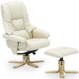 Furniture Online Sorento Cream Bonded Leather Swivel Recliner Chair with Footstool - Size: 108 x 77 x 86cm - Wilko - thumbnail 3