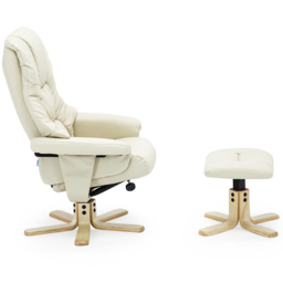 Furniture Online Sorento Cream Bonded Leather Swivel Recliner Chair with Footstool - Size: 108 x 77 x 86cm - Wilko - thumbnail 6