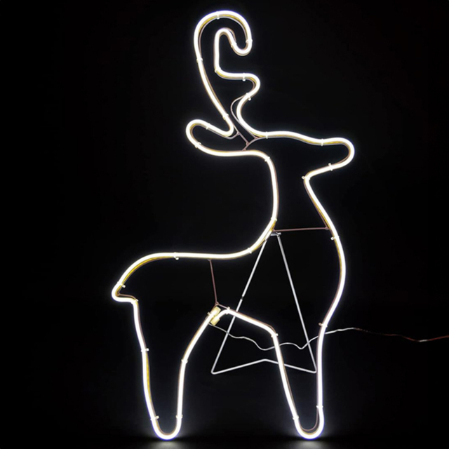 Shatchi Reindeer Neon Rope Light Silhouette LED Outdoor Christmas Decoration - Size: 74 x 40 x 12cm - White - Wilko - image 1