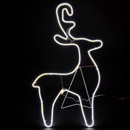 Shatchi Reindeer Neon Rope Light Silhouette LED Outdoor Christmas Decoration - Size: 74 x 40 x 12cm - White - Wilko