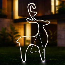 Shatchi Reindeer Neon Rope Light Silhouette LED Outdoor Christmas Decoration - Size: 74 x 40 x 12cm - White - Wilko - thumbnail 4