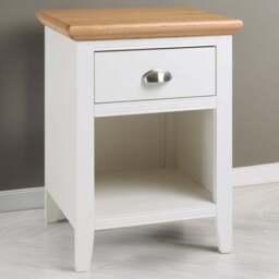 Bentley Designs Hampstead Single Drawer Single Shelf Oak and Ivory Nightstand - Cream - Wilko - thumbnail 1