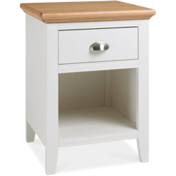 Bentley Designs Hampstead Single Drawer Single Shelf Oak and Ivory Nightstand - Cream - Wilko - thumbnail 3