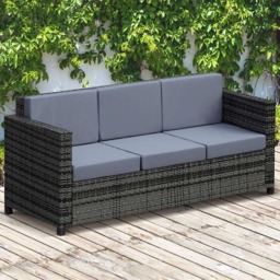 Outsunny 3 Seater Rattan Sofa Grey - Wilko