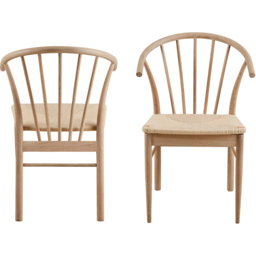 Florence Cassandra Set of 2 White Oak Dining Chairs with Armrest - Furniture To Go - Wilko - thumbnail 4