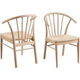 Florence Cassandra Set of 2 White Oak Dining Chairs with Armrest - Furniture To Go - Wilko - thumbnail 3