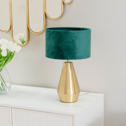 ValueLights Jax Green Velvet Shade Antique Brass Touch LED Table Lamp - Size: 41 x 25 x 25cm - Gold - Wilko - thumbnail 6