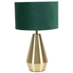 ValueLights Jax Green Velvet Shade Antique Brass Touch LED Table Lamp - Size: 41 x 25 x 25cm - Gold - Wilko - thumbnail 1