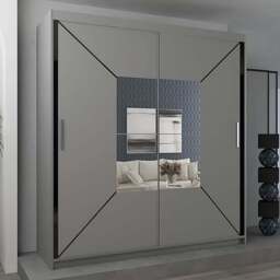Sliding Wardrobes 4U Nicole 2 Door Grey Mirrored Wardrobe 180cm - Wilko - thumbnail 1