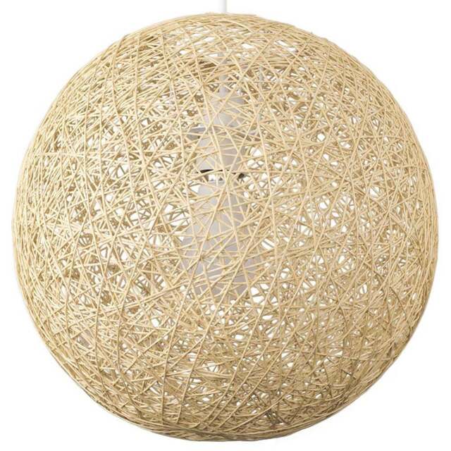 ValueLights Bjorn Cream Rattan Wicker Medium Pendant Shade - Size: 30 x 30 x 30cm - Wilko - image 1