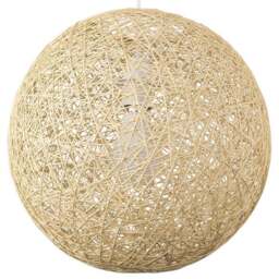 ValueLights Bjorn Cream Rattan Wicker Medium Pendant Shade - Size: 30 x 30 x 30cm - Wilko
