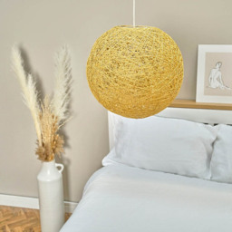 ValueLights Bjorn Cream Rattan Wicker Medium Pendant Shade - Size: 30 x 30 x 30cm - Wilko - thumbnail 7