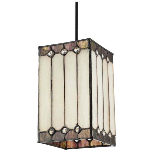 Happy Homewares Opal White Stained Glass Tiffany Pendant Shade - Size: 20 x 12 x 12cm - Wilko - image 1
