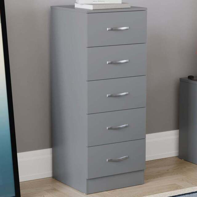 Vida Designs Riano 5 Drawer Grey Narrow Chest of Drawers - Wilko - image 1