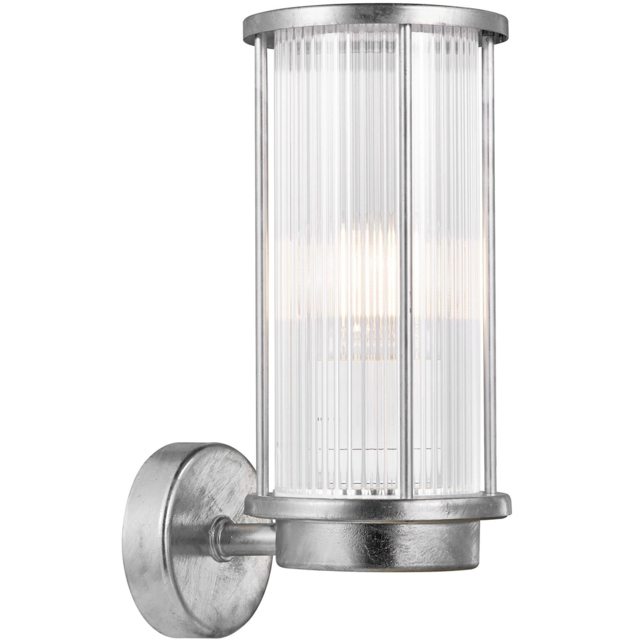 Nordlux Linton Galvanized Steel Ribbed Diffuser Outdoor Wall Lamp - Size: 29.8 x 13 x 17.6cm - Wilko - image 1