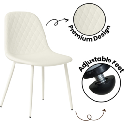 Kosy Koala 4 Seater Faux Leather Gem Pattern Dining Set Light Oak and Cream - Multi - Portland - Wilko - thumbnail 5