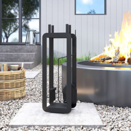 Outsunny 5 Piece Black Metal Fireplace Companion Set - Size: 59 x 22.5 x 16cm - Wilko - thumbnail 6