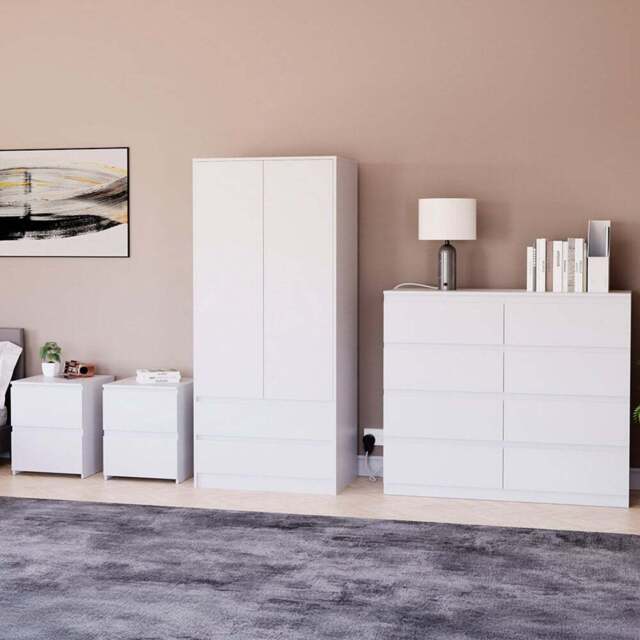 VIDA DESIGNS Denver White 4 Piece Bedroom Furniture Set - Wilko - image 1