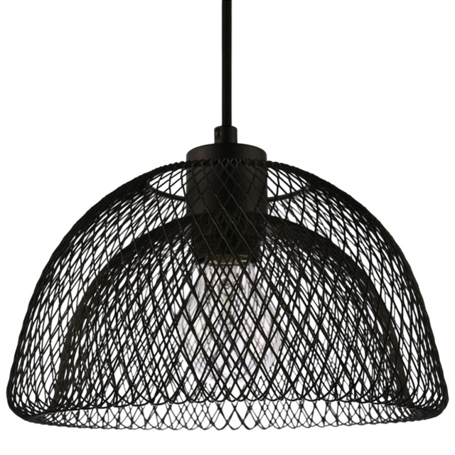 Happy Homewares Matte Black Double Mesh Wire Pendant Light Shade - Size: 15 x 26 x 26cm - Wilko