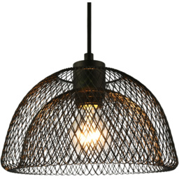 Happy Homewares Matte Black Double Mesh Wire Pendant Light Shade - Size: 15 x 26 x 26cm - Wilko - thumbnail 4