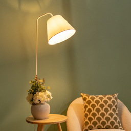 ValueLights Freja Wooden Tripod LED Table Floor Lamp - Size: 161 x 47 x 47cm - Cream - Wilko - thumbnail 6